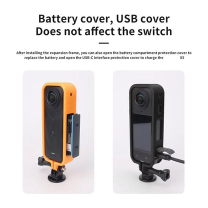 For Insta360 X5 360 Camera CQT Expandable Protective Cage Shockproof Case Vertical Orange by CQT