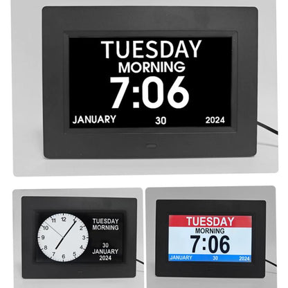 7-inch Digital Frame Calendar Day Clock With 3 Medication Alerts, 5 Custom Alarms, Multi-Language Support US Plug White by bashfashion